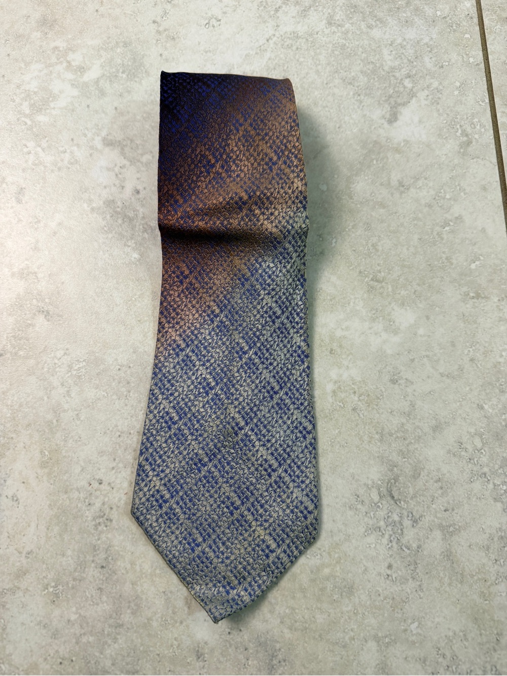 Franco Verri Italy Men’s Silk Neck Tie Blue Brown Gradient Geometric Woven
